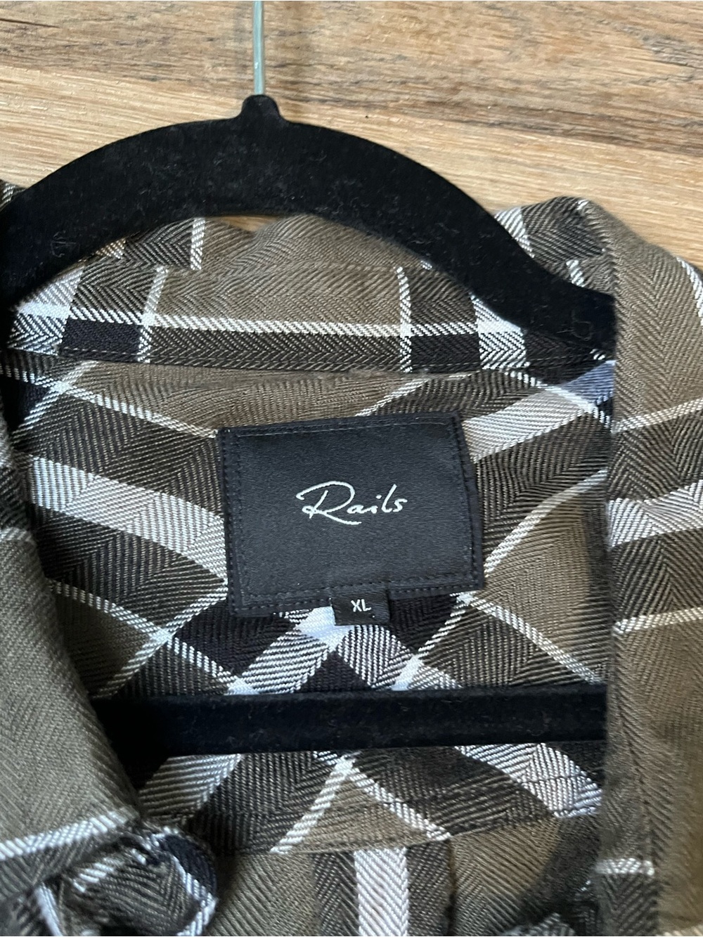 Rails Hunter Plaid Flannel Shirt | Women's XL | Kalamata Black | Olive Plaid - Picture 7 of 9